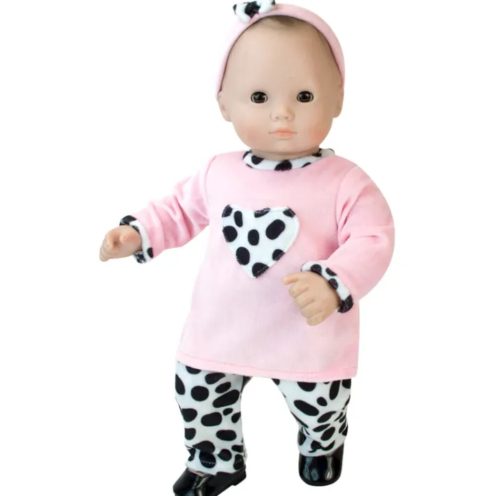 Kids Teamson Sophia's 3-Piece Dalmatian Print Outfit for 15" Baby Dolls, Pink/Black/White