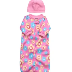 Kids Teamson Sophia's 2-Piece Fleece Sleep Sack and Hat Set for 15" Baby Dolls, Pink