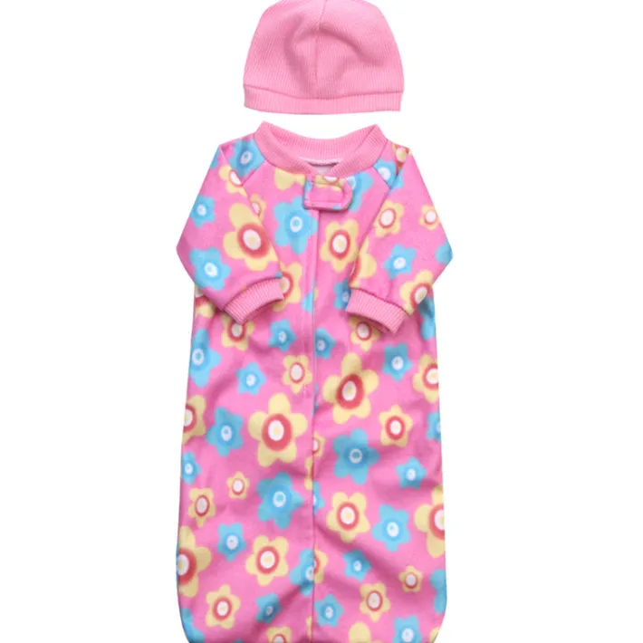Kids Teamson Sophia's 2-Piece Fleece Sleep Sack and Hat Set for 15" Baby Dolls, Pink