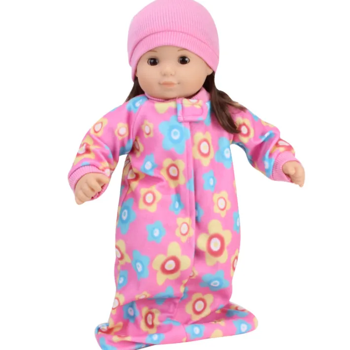 Kids Teamson Sophia's 2-Piece Fleece Sleep Sack and Hat Set for 15" Baby Dolls, Pink