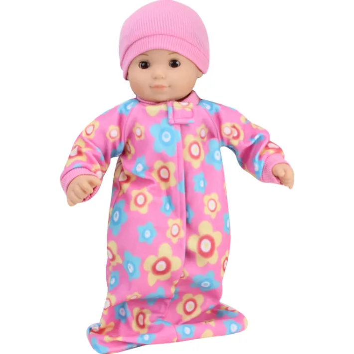 Kids Teamson Sophia's 2-Piece Fleece Sleep Sack and Hat Set for 15" Baby Dolls, Pink