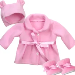Kids Teamson Sophia's 3-Piece Fleece Winter Set with Pea Coat, Boots and Hat, Light Pink- FINAL SALE