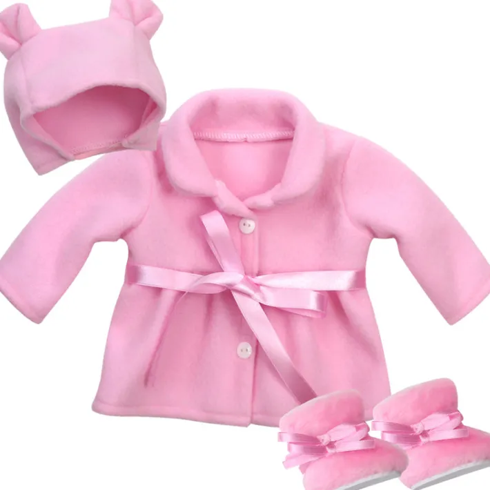 Kids Teamson Sophia's 3-Piece Fleece Winter Set with Pea Coat, Boots and Hat, Light Pink- FINAL SALE