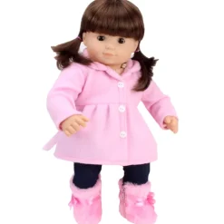 Kids Teamson Sophia's 3-Piece Fleece Winter Set with Pea Coat, Boots and Hat, Light Pink- FINAL SALE