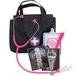 Kids Teamson Sophia's 8-Piece Medical Bag and Accessories Set for 18'' Dolls, Black
