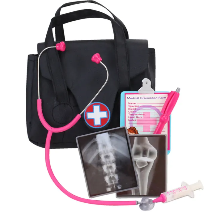 Kids Teamson Sophia's 8-Piece Medical Bag and Accessories Set for 18'' Dolls, Black