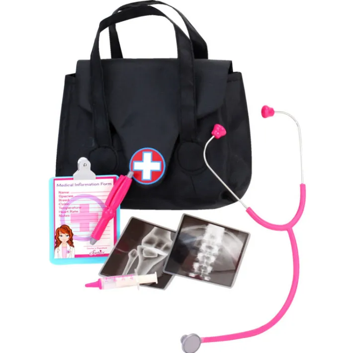 Kids Teamson Sophia's 8-Piece Medical Bag and Accessories Set for 18'' Dolls, Black