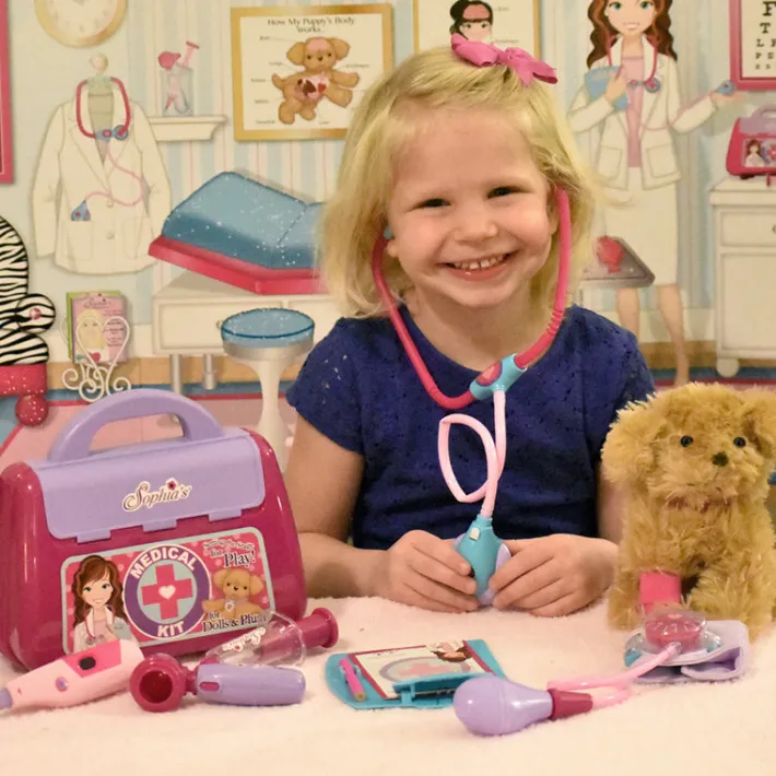 Kids Teamson Sophia's 9-Piece Medical Kit with Realistic Devices and for 18" Dolls, Multi -FINAL SALE