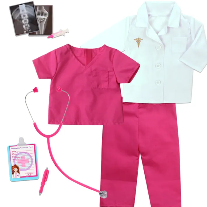 Kids Teamson Sophia's 10-Piece Medical Set wth Scrubs, Lab Jacket and Accessories for 18" Dolls, Multi