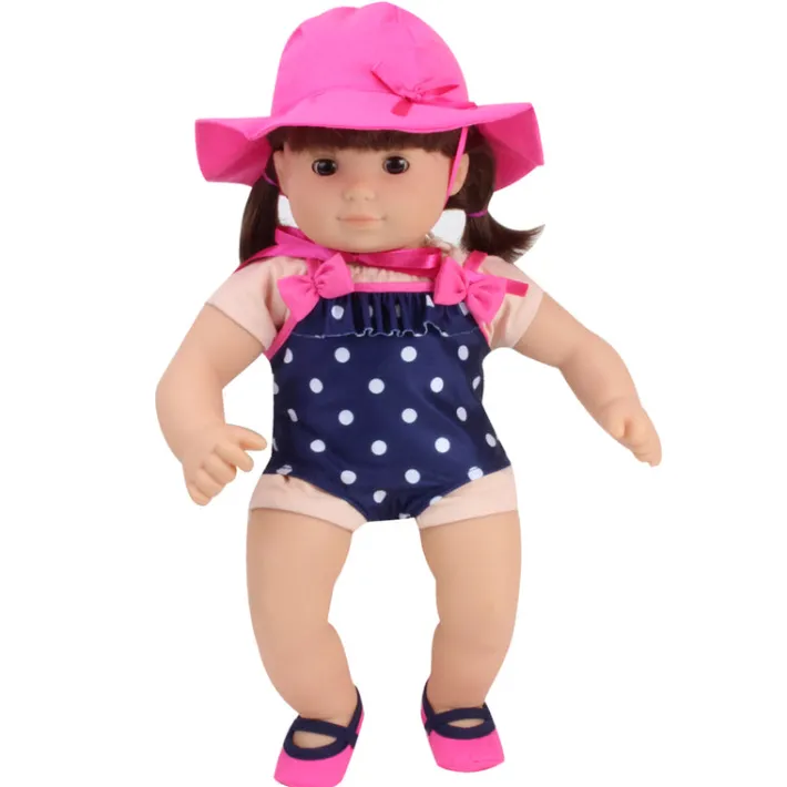 Kids Teamson Sophia's 3-Piece Polka Dot Bathing Suit Set for 15'' Baby Dolls, Navy/Pink