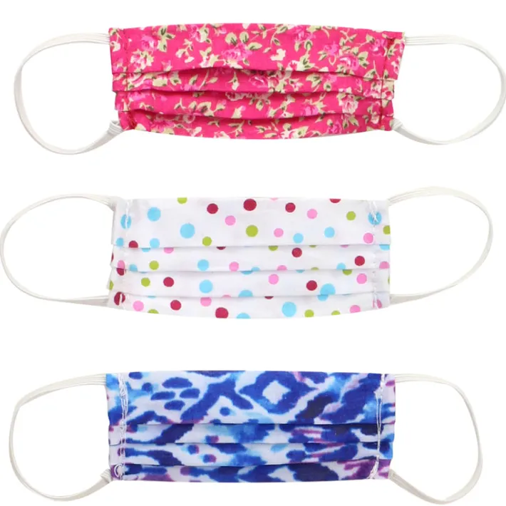 Kids Teamson Sophia's 3-Piece Printed Medical Face Masks for 18" Dolls, Multi- FINAL SALE