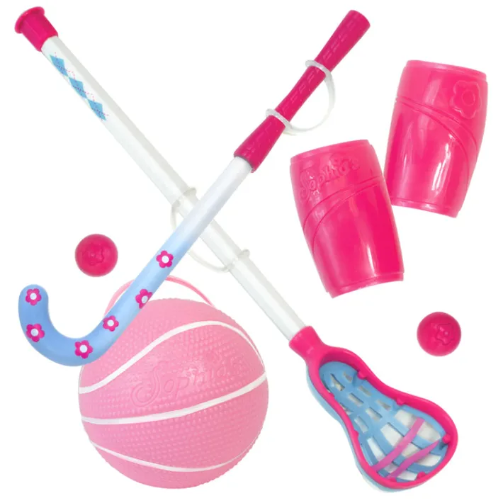Kids Teamson Sophia's 6-Piece Sports Playset with Lacrosse, Field Hockey, Basketball Equipment for 18" Dolls, Multi- FINAL SALE