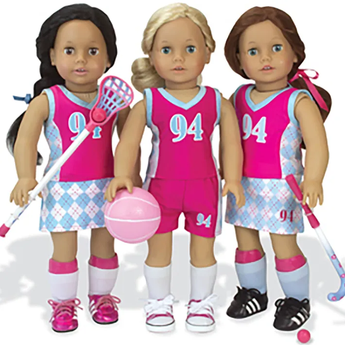 Kids Teamson Sophia's 6-Piece Sports Playset with Lacrosse, Field Hockey, Basketball Equipment for 18" Dolls, Multi- FINAL SALE
