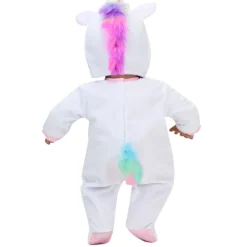 Kids Teamson Sophia's 2-Piece Unicorn Costume with Rainbow Hair for 15" Baby Dolls, White- FINAL SALE