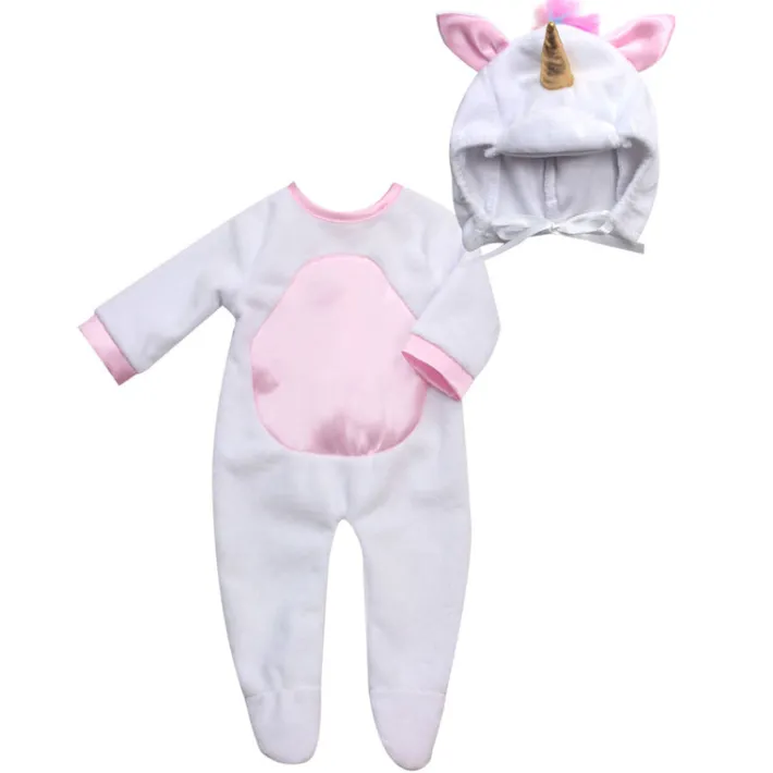Kids Teamson Sophia's 2-Piece Unicorn Costume with Rainbow Hair for 15" Baby Dolls, White- FINAL SALE