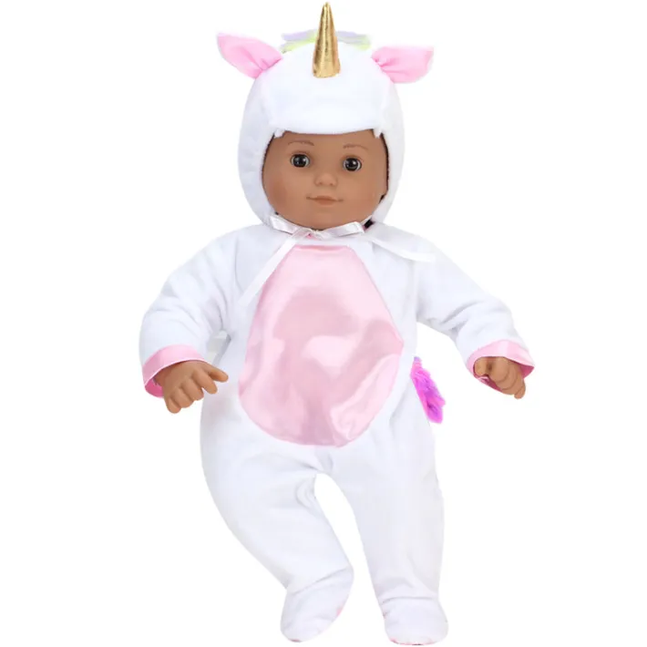 Kids Teamson Sophia's 2-Piece Unicorn Costume with Rainbow Hair for 15" Baby Dolls, White- FINAL SALE