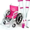 Kids Teamson Sophia’s 6-Piece Wheelchair, Crutches, Bandage, and Casts Set for 18” Dolls, White/Pink