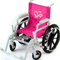 Kids Teamson Sophia’s 6-Piece Wheelchair, Crutches, Bandage, and Casts Set for 18” Dolls, White/Pink