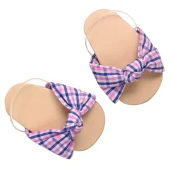 Kids Teamson Sophia's Plaid Fabric Knot Sandal for 18