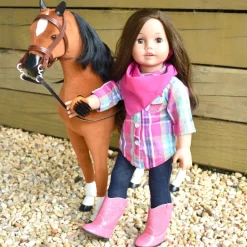 Kids Teamson Sophia’s Plaid Western Shirt, Jeggings, Bandana, and Boots for 18