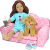 Kids Teamson Sophia’s Plush Pink/White Moroccan Print Pull-Out Sofa/Bed Sized for 18" Dolls