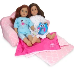 Kids Teamson Sophia’s Plush Pink/White Moroccan Print Pull-Out Sofa/Bed Sized for 18
