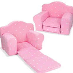 Kids Teamson Sophia's Plush Pink/White Polka Dot Pull-Out Chair Bed for 18'' Dolls