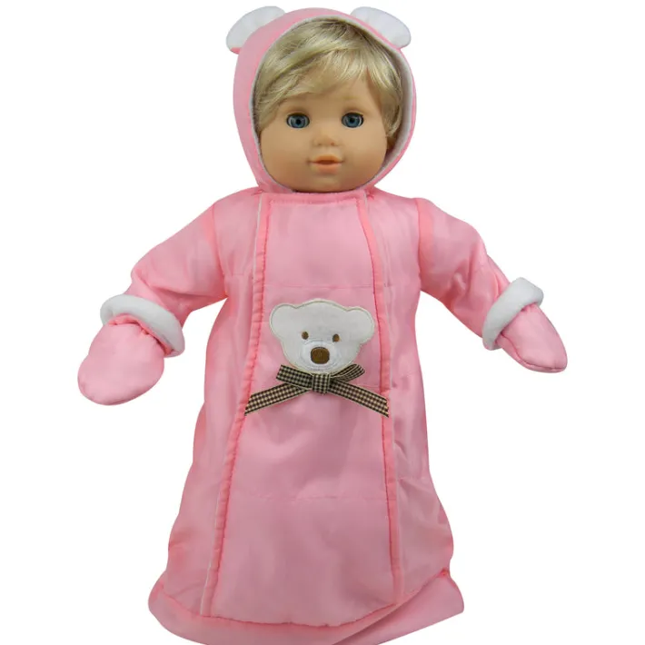 Kids Teamson Sophia's Polar Bear Hooded Snowsuit with Mittens for 15" Baby Dolls, Pink- FINAL SALE