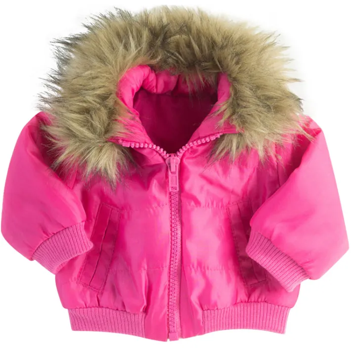 Kids Teamson Sophia's Puffy Jacket with Faux Fur Trim for 18" Dolls, Hot Pink