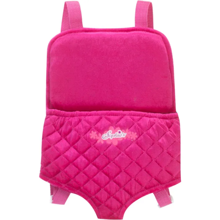 Kids Teamson Sophia's Quilted Plush Hands-Free Carrier for 15" or 18" Dolls, Hot Pink -FINAL SALE