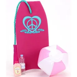 Kids Teamson Sophia’s Ruffle Bikini, Boogie Board, Beach Ball, Lotion and Water Bottle for 18" Dolls, Multi