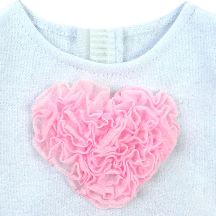 Kids Teamson Sophia's Ruffled Heart and Tulle Skirt Dress for 15" Baby Dolls, White/Pink- FINAL SALE