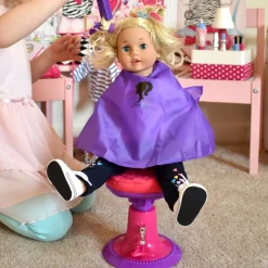 Kids Teamson Sophia’s Salon Chair with Adjustable Height and Quilted Seat for 18" Dolls, Hot Pink