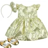 Kids Teamson Sophia's Sequin Party Dress, Headband and Dress Shoes for 18" Dolls, Gold- FINAL SALE