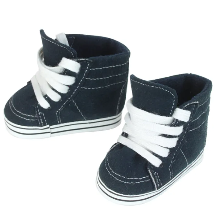 Kids Teamson Sophia's Set of Brown Loafters and Navy Canvas Sneakers with Laces for 18" Dolls- FINAL SALE
