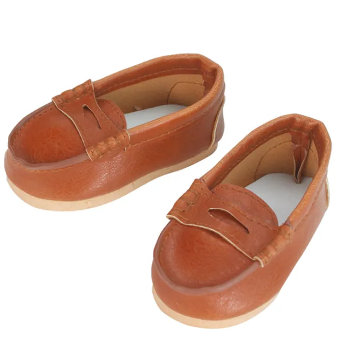 Kids Teamson Sophia's Set of Brown Loafters and Navy Canvas Sneakers with Laces for 18" Dolls- FINAL SALE