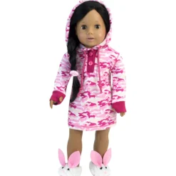 Kids Teamson Sophia's Sherpa Bunny Slippers for 18 " Dolls, White