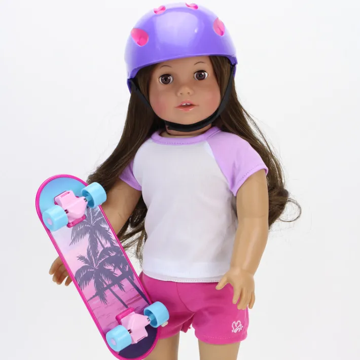 Kids Teamson Sophia's Skateboard, Helmet and Knee Pads Set for 18" Dolls, Multi- FINAL SALE