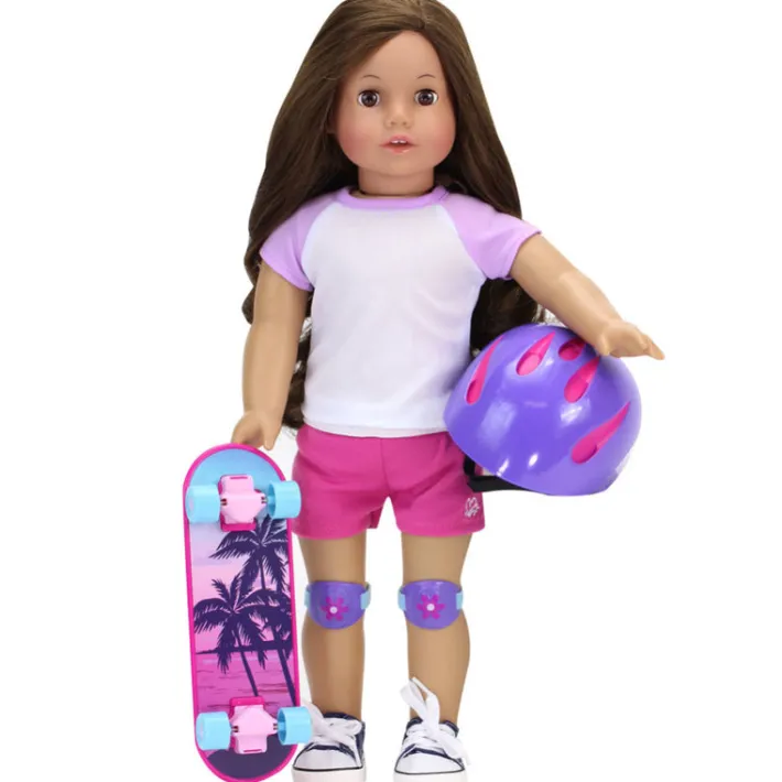 Kids Teamson Sophia's Skateboard, Helmet and Knee Pads Set for 18" Dolls, Multi- FINAL SALE