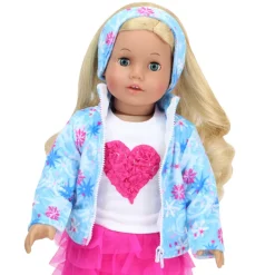 Kids Teamson Sophia's Snowflake Print Fleece Zip-Up Jacket & Matching Earmuffs for 18
