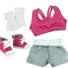 Kids Teamson Sophia's Sports Bra and Shorts, Socks, and High-Top Sneakers for 18" Dolls, Pink/Gray/White- FINAL SALE