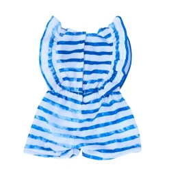 Kids Teamson Sophia's Striped Ruffled Romper and Sandals for 18" Dolls, Blue/White- FINAL SALE