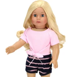 Kids Teamson Sophia's Tie Front Tee and Striped Shorts for 18