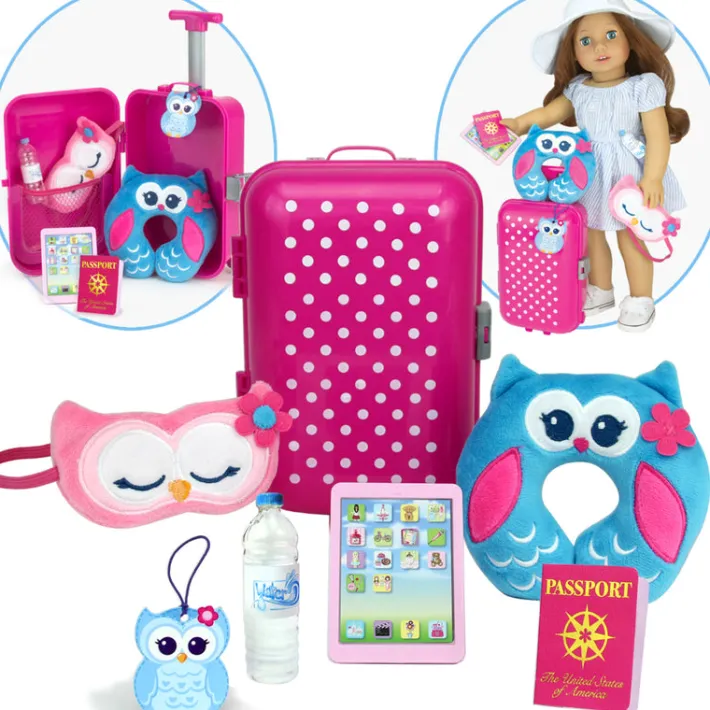 Kids Teamson Sophia’s Travel Accessories Plus Suitcase Set for 18" Dolls