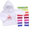 Kids Teamson Sophia's Unicorn Hoodie & Rainbow Striped Leggings for 15" Baby Dolls, Multi