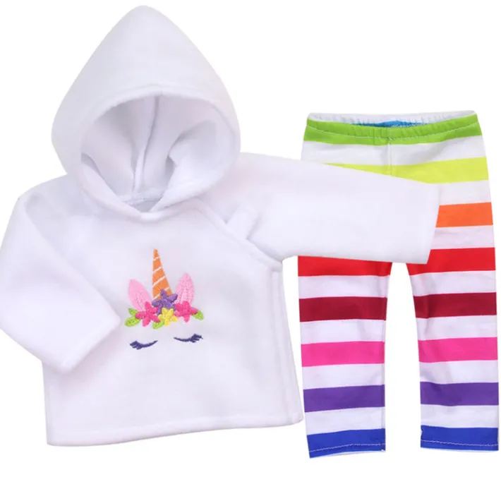 Kids Teamson Sophia's Unicorn Hoodie & Rainbow Striped Leggings for 15" Baby Dolls, Multi
