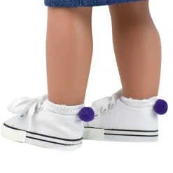 Kids Teamson Sophia's White Ankle Socks with Purple Pom-Poms for 18" Dolls- FINAL SALE