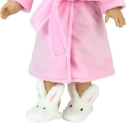 Kids Teamson Sophia’s White Bunny Slippers with Rabbit Ears for 18