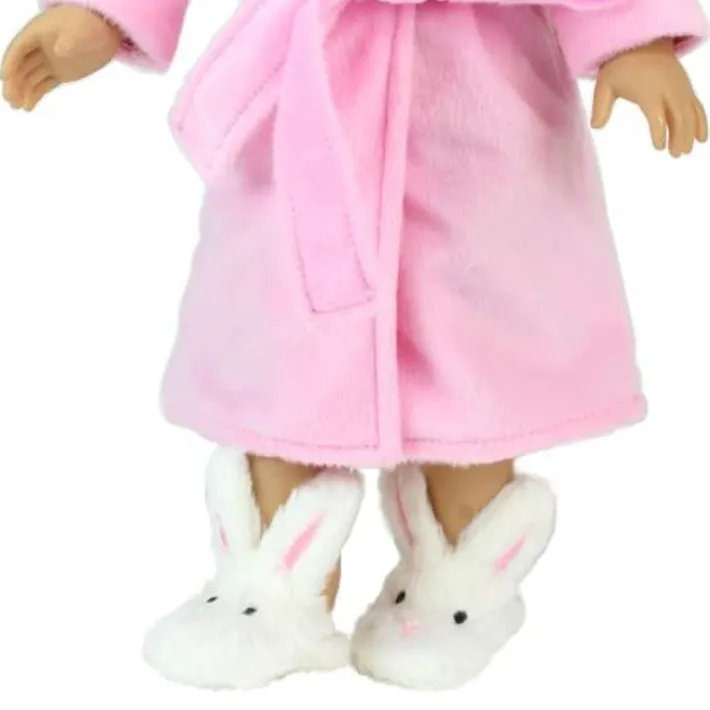 Kids Teamson Sophia’s White Bunny Slippers with Rabbit Ears for 18" Dolls