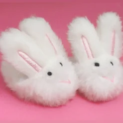 Kids Teamson Sophia’s White Bunny Slippers with Rabbit Ears for 18